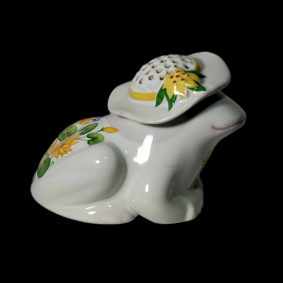 VTG Avon Frog Pomander Sachet Yellow Floral Scent Diffuser Holder - Picture 3 of 11